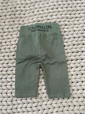 Calvin Klein Performance Women’s Ribbed Sage Green Bike Shorts
